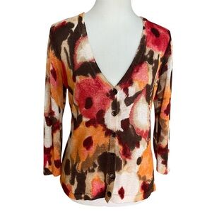Jones New York Vibrant Multicolor V-neck Cardigan S